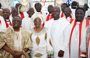 Makinde Joins Others To Witness Bode Amoo’s 90th Thanksgiving Oyo State Governor, Seyi Makinde (second right); Asiwaju of Ibadanland, Chief Olabode Amoo (left); his wife, Christiana and Archbishop Anglican Church, Ibadan Dioceses, Bishop Joseph Akinfenwa during the 90th birthday thanksgiving of Chief Amoo held at St. Peter Cathedral, Aremo, Ibadan...
