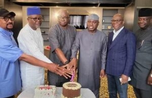 Photo: Ekiti’s Gov Oyebanji Joins Ayo Fayose To Mark 62nd Birthday Governor Biodun Oyebanji, third from right, with others at the event...