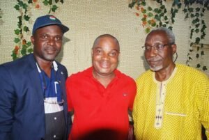 R L Former NUJ President Comrade Lanre Ogundipe Ademola Babalola and another veteran at the event