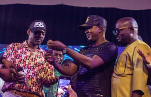 PMParrot Revisits Day Yes 101.7fm Radio Celebrated Pasuma @ 55, See Images L-R: Wasiu Alabi Pasuma, Taye Currency and Yemi Sonde...at the event...