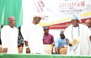 Olubadan, Others Present As Ibadan Socio-Cultural Clubs Host Makinde ...Oyo State Governor, Seyi Makinde (middle); his deputy, Barr Bayo Lawal (left) and Olubadan of Ibadanland, Oba Mohood Olalekan Balogun...at the event...