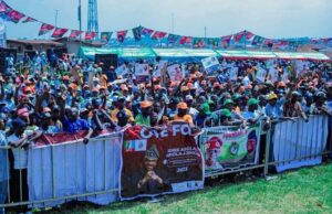Teeming Party Supporters Present As Oyo APC Flags Off Campaign APC members at the rally in Oyo Town on Monday...