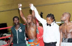 Lagos/Oyo Pugilists To Battle In ‘The Brawl’ Dec. Boxing Show …National Bantamweight Champion, Habeeb ‘Ige’ Oladeji ( second left)…