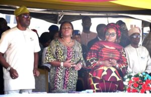 Civil Servants Smile As Makinde Orders Payment Of Two Months’ Salary Deductions From left, Oyo State Governor, Seyi Makinde; his wife, Tamunominini; Head of Service, Mrs Alolade Agboola and Commissioner for Establishment, Siju Lawal...at the event...