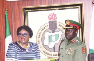 Yusha’u Ahmed, New DG Reveals Plans For NYSC Director General of the National Youth Service Corps (NYSC), Brigadier-General Yusha’u Ahmed, right, receiving hand-over note from Christy Uba...
