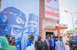 Tinubu Expresses Joy As He Commissions His SouthWest Campaign Office In Akure Asiwaju Bola Tinubu and others in front of the new South West Campaign office...