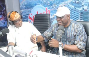 Today, Only Six Nigerian States Can Pay Workers’ Salaries Conveniently Without Waiting For Federal Allocation – Hon Bimbo Kolade, RMAFC Commissioner Honorable Daniel Abimbola Kolade, right, with Olayinka Agboola...stressing a point during the Radio Show...