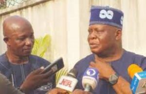 ‘Our People Will Give Tinubu The Best Reception On Tuesday’ …Dr. Isiaka Kolawole, Director-General, APC Presidential and Governorship Campaign Council in Oyo State, granting media interview while Director of Media & Publicity, Alhaji Kehinde Olaosebikan, looks on…