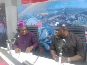 Olayinka Agboola left with Hon Tawfiq Akinwaleduring the Radio Show