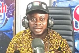 Hon Sikiru Sandastressing a point during the Radio appearance