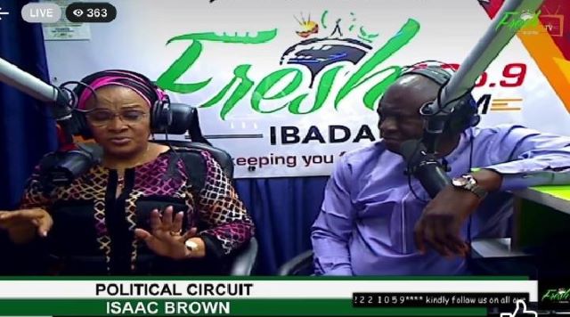 Dr (Chief) Mrs Florence Ajimobi, with Isaac Brown during the popular Radio Show...