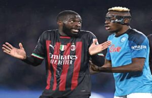 AC Millan Vs Napoli: How I Caged Osimhen – Tomori Fikayo Tomori, left, with Victor Osimhen...