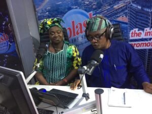 Ambassador Romoke Ayinde left with Olayinka Agboola during the Radio Show