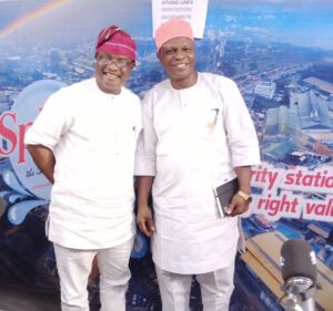 Balogun Gaphar Ojetola, right, with Olayinka Agboola...after the Radio Show...