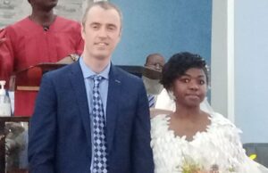 Glamour As Niyi Akintola Gives Out Daughter To European Partner, See Images ...the lucky couple...Oluwatosin Oluwafunso Akintola, with her husband, Dermot Joseph Murphy...after they were officially joined at the Oritamefa Baptist Church...