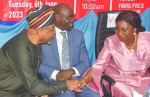 LASU VC Tasks Graduating Nurses On Need To Give Back To The Society L-R: Chief Medical Director, Lagos State University Teaching Hospital (LASUTH), Prof. Adetokunbo Fabamwo, Provost Lagos State University College of Medicine (LASUCOM), Ikeja, Prof. Abiodun Adewuyi and Vice Chancellor, Lagos State University (LASU), Prof. Ibiyemi Olatunji-Bello during the Induction ceremony for 3rd set of Bachelor of Nursing Science Graduates of the Lagos State University College of Medicine, Ikeja, in Lagos on Tuesday…
