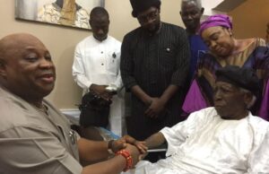 Osun’s Gov Adeleke Visits Dr Olunloyo’s Ibadan Residence, Showered With Prayers Governor Ademola Adeleke, left, with Dr Omololu Olunloyo during the prayer session...