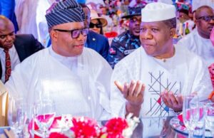 When Akpabio Joined Others To Celebrate Opeyemi Bamidele@60 Senate President, Dr Godswill Akpabio, left, with Senate Leader, Sen Opeyemi Bamidele at the event on Sunday...