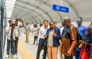 All Set For Blue Line Rail To Begin Commercial Operations In Lagos L-R: Managing Director, LAMATA, Engr (Mrs) Abimbola Akinajo (second left) explaining a point to the media during a briefing announcing the kickoff of Commercial operations of the Blue Rail Line, on Wednesday, 30 August, 2023. With her is the Deputy Managing Director, CCECC, Mr Xia Lijun (left)