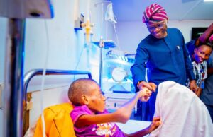 Boy With Missing Intestine’s Medical Care Taken Over By Sanwo-Olu Adebola Akin-Bright, being greeted by Governor Babajide Sanwo-Olu...on Sunday...