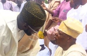 Demise Of Lateef Oyelade: Asiwaju Adini, Hassan Giwa Joins Others To Mourn Arc Hassan Giwa, left with Alhaji Lateef Oyelade during this year's Eid El Kabir prayer at Agodi in Ibadan…