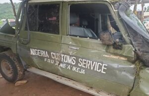 Mishap Claims Two Lives As Customs Pursue Smugglers On Iseyin-Ibadan Road Nigeria Customs Service vehicle involved in the mishap...