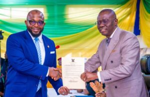 Day Olabode Agoro Became Lagos State’s 22nd Head Of Service Newly appointed Head of Service, Mr Olabode Agor,left, being congratulated by Lagos State Governor, Mr Babajide Sanwo-Olu during his swearing in ceremony at the Banquet Hall, Lagos House, Alausa-Ikeja...
