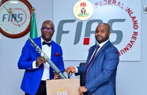 Photo: When Ag. FIRS Boss Hosted Olusegun Banwo, Exxonmobil Nigeria’s ED/CFO …Sir Zacch Adedeji, right, with Mr Olusegun Banwo…on Tuesday…