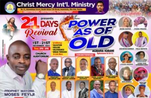 Christ Mercy International Ministry Ready To Hold 21-Day Mega Crusade In Ibadan