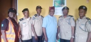 Rescue Complementary Support Corps' commandant, Olubunmi Odunuga, and his colleagues with  Ambassador Olayinka Agboola during the visit to Parrot Xtra Media Network's corporate headquarters in Ibadan...