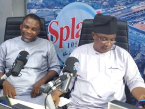 Pastor Bola Oyediran left with Olayinka Agboola during the Radio Show on Tuesday