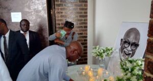 Aiyedatiwa In First Official Trip Outside Ondo State, Visits Aketi’s Family In Ibadan ...the new governor of Ondo state, Lucky Aiyedatiwa...signing the condolence register at the Akeredolus' residence in Jericho, Ibadan...on Thursday evening...