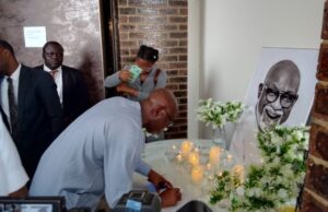 Aiyedatiwa In First Official Trip Outside Ondo State, Visits Aketi’s Family In Ibadan ...the new governor of Ondo state, Lucky Aiyedatiwa...signing the condolence register at the Akeredolus' residence in Jericho, Ibadan...on Thursday evening...