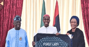 Tinubu, First Lady Play Hosts To Asisat Oshoala In Lagos Asisat Oshoala, middle, with President Bola Tinubu and the First Lady...