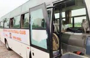 Attack On Sunshine Stars: NPFL Club Owners Association Condemns Action ...Sunshine Stars' bus...after the attack...