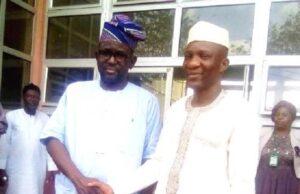 LG Polls: OYSIEC Seeks Effective Collaboration With INEC’s Oyo REC Dr. Adeniran, right, with Aare Abiola Olagunju, SAN...
