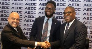 High Expectations As AEDC, Others Partner To Deliver Uninterrupted Power Solution In Abuja From Left: Mr. Hussein Akar, Managing Director The Wood Factory, Abuja; Mr. Victor T. Ezenwoko, Country Head Nigeria and Ghana, Daystar; Mr. Christopher Ezeafulukwe, MD/CEO Abuja Electricity Distribution Plc. at the signing of a tripartite agreement to deliver Uninterrupted Inter-Connected power solution for The Wood Factory in Abuja on Thursday…