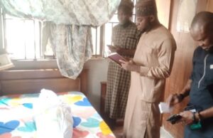 Ex-Super Eagle, Dimeji Lawal Loses Father, See Video Of Burial Rites Oladimeji Lawal, MON, right, with clerics praying for the repose of the soul of Late Papa Taibu Olanrewaju Atanda Lawal...