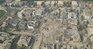 Tinubu Directs NEMA To Provide Support, Condoles Victims Of Ibadan Blast ...image of the impact of the Ibadan explosion and environment...