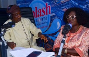 Mrs Temitope Babajide FCA PhD right with Olayinka Agboola during the Radio Show on Splash 1055fm