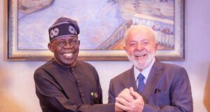 Tinubu Meets Brazilian President To Strengthen Bilateral Ties President Bola Tinubu, left, with President Luiz Inácio Lula da Silva of Brazil...