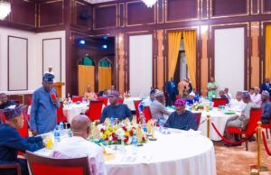 Let’s Set Aside Political Difference, It’s Time For Governance, Tinubu Tells Govs President Bola Tinubu, left, addressing the governors and others...