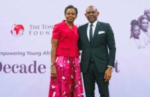 Tony Elumelu Foundation: Promise Fulfilled As Another Set Of 1,104 Entrepreneurs Gets Ready To Access $5,000 Grant Tony Elumelu, founder, with wife and co-founder, Dr Awele Elumelu...at the Tony Elumelu Foundation event on Friday...