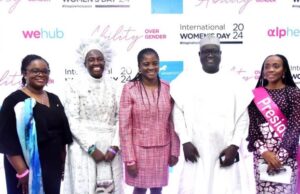 IWD 2024: Union Bank Advocates For Inclusivity And Female Empowerment L-R: Olufunmilola Aluko, Chief Brand and Marketing Officer, Union Bank of Nigeria; Rev. Mother Esther Ajayi, of the Love of Christ Generation Church, Special Guest; Yetunde Oni, MD/CEO, Union Bank of Nigeria; Mannir Ringim, Executive Director, Union Bank of Nigeria; and Gloria Omereonye, Area Business Executive Lagos, Union Bank of Nigeria at the Union Bank International Women’s Day celebration recently held at the Bank's Head Office, Stallion Plaza, Marina, Lagos...
