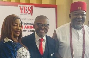 Photos: Dele Momodu, Others Present As Azuh Arinze Publicly Presents Two Books In Lagos ...from the right...Chief Uche Nworah, Ph.D, the books' reviewer, Chief Azuh Arinze and his elegant wife...