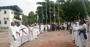 ...members of the Ibadan Golf Club...ready to pay traditional respect for the departed...