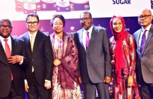 Our Plan Is To Produce 700,000MT Of Refined Sugar In Four Years -DSR L-R: Chairman, Dangote Sugar Refinery Plc, Aliko Dangote; Group Managing Director/CEO, Dangote Sugar Refinery Plc, Ravindra Singhvi; Non-Executive Director, Dangote Sugar Refinery Plc, Maryam Bashir; Non-Executive Director, Dangote Sugar Refinery Plc, Abdu Dantata; Executive Director, Dangote Sugar Refinery Plc, Mariya Aliko Dangote; Non-Executive Director, Dangote Sugar Refinery Plc, Olakunle Alake at the Dangote Sugar Refinery Plc 18th Annual General Meeting, on Tuesday, April 30, 2024 in Lagos...