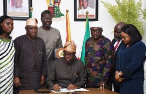When Oyo’s Rule Of Law Enforcement Authority Bill Was Signed By Makinde Engineer 'Seyi Makinde, the governor of Oyo State, with others at the brief ceremony...