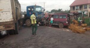 Two Killed In Ogun As Drunk Driver Crashes Into Bus ...the scene of the accident in Ogun State...