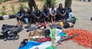 How Nine Yoruba Nation Agitators Were Nabbed In Oyo By Soldiers ...some of the Yoruba Nation agitators after being arrested...with their arms and ammunition and others...